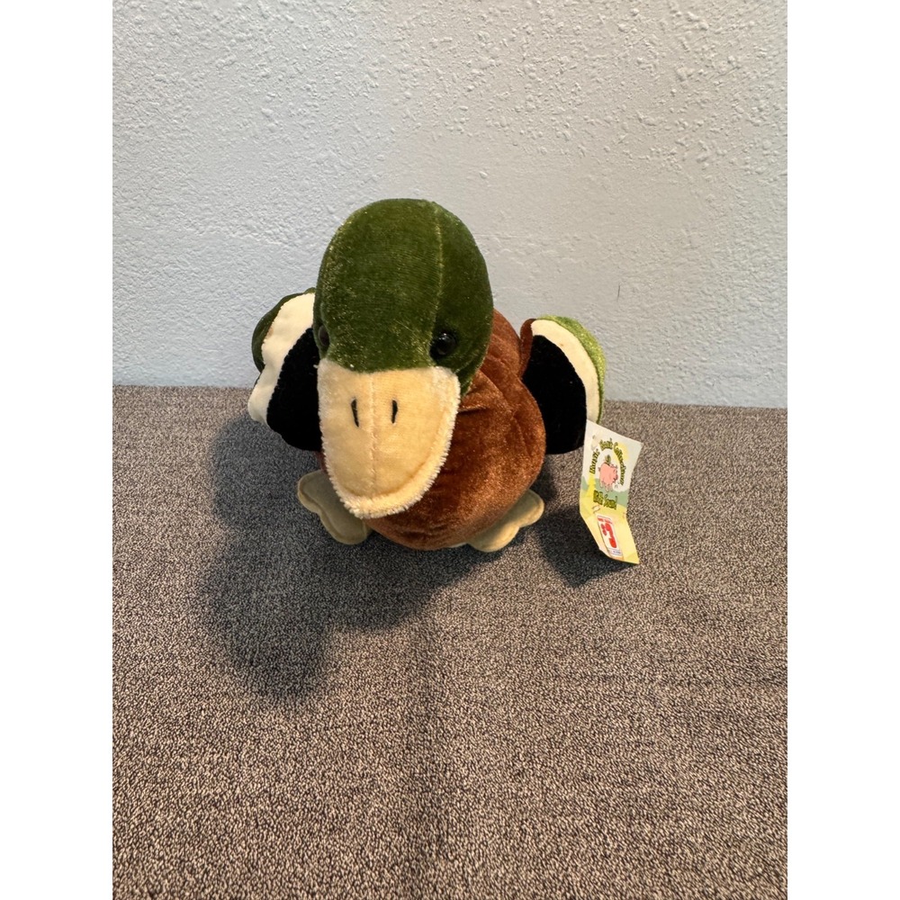 Vintage HugFun Mallard Duck Coin Piggy Bank Sound Function Stuffed Animal Plush